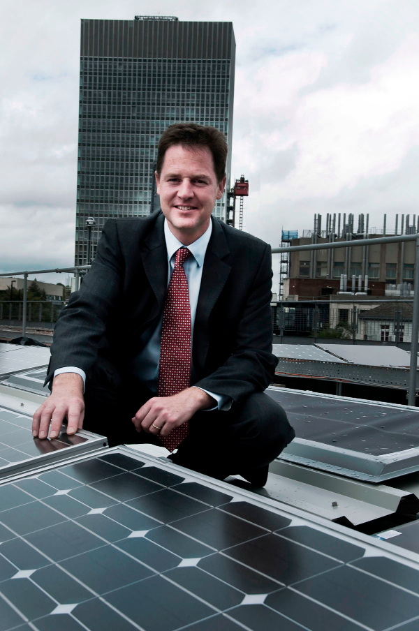 2010 Photo of Nick Clegg at Sheffield Solar Farm (on roof of Hicks Building)
