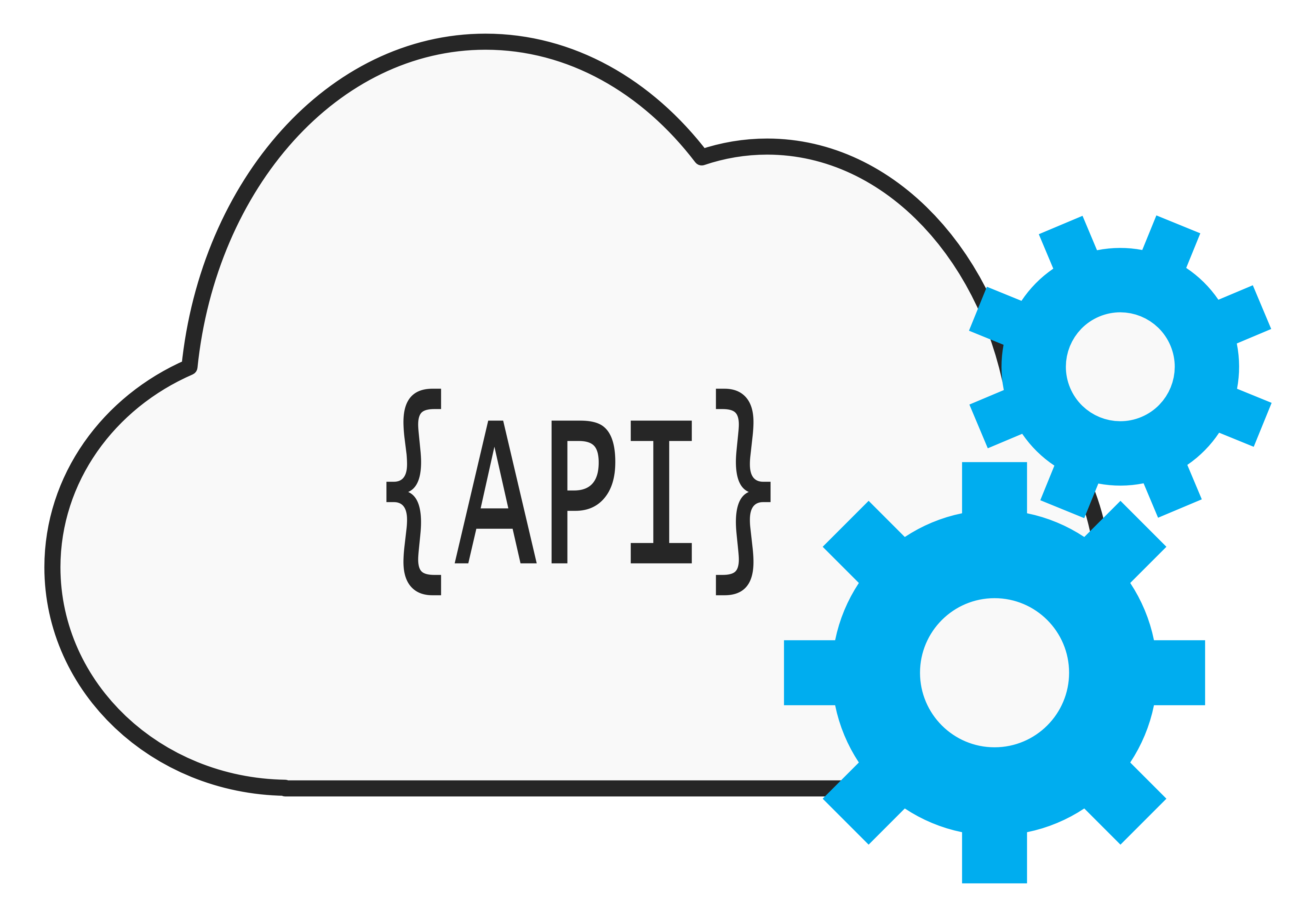 API graphic showing a cloud and cogs